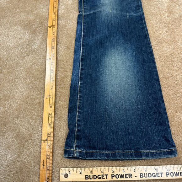 Maurices Distressed Y2K Rust Wash Flare Boot Cut Denim Jeans Women's 9 / 10 W 32 - Picture 9 of 9